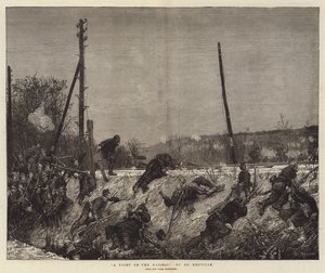 Een gevecht op de spoorweg door Alfred Brunel de Neuville